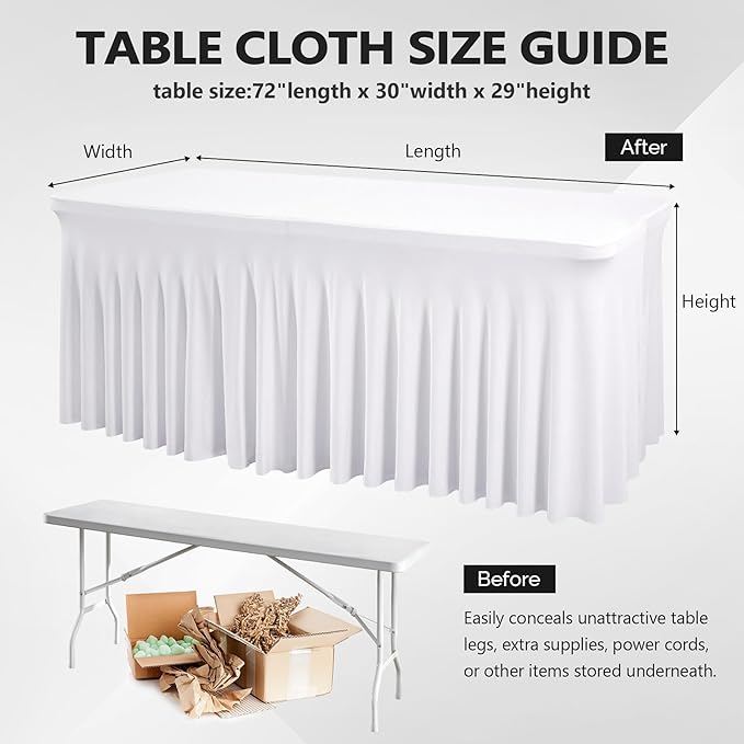 Wish Care 6 Pack White Spandex Table Clothes - Image 3