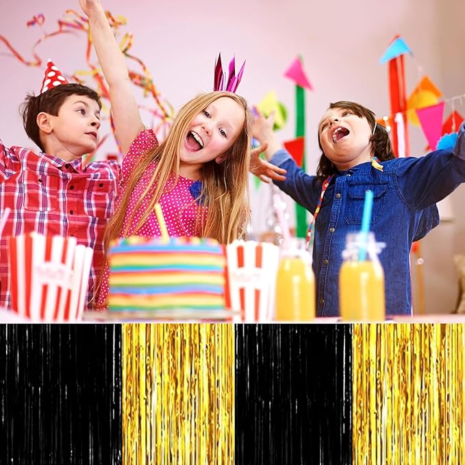 4P Metallic Foil Fringe Tinsel Table Skirts - Image 5