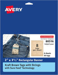 Avery Kraft Brown Banner Tags, Sure Feed Technology, Laser/Inkjet Printable by Avery