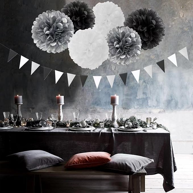 Black White Silver Party-Decorations Streamers - Image 7