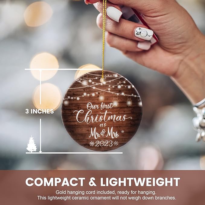 First Christmas Married Ornament 2023 Mr and Mrs Gifts, Wedding Gifts - Image 3