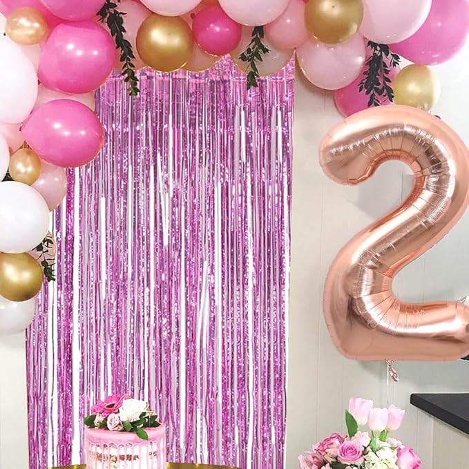 BEISHIDA 4 Pcs Pink Door Streamers Tinsel Curtain Party Streamers Backdrop - Image 6