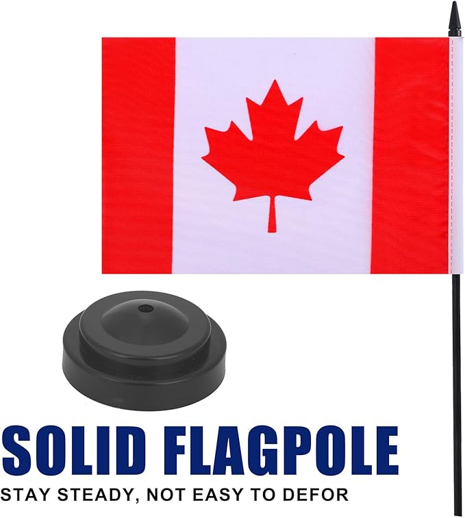 Canada Desk Flag 12" Solid Pole Deluxe Set Canadian Flags Banner Mini Small - Image 3