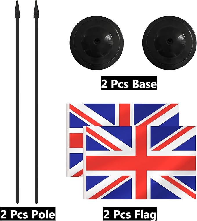 2 Pack UK Desk Flag Set, Britain Desktop Small Miniature Table Office Flag - Image 6