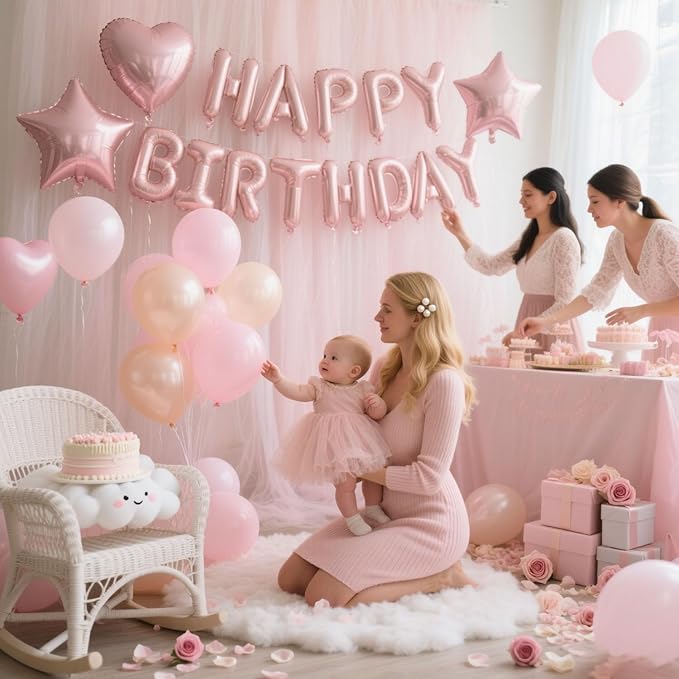 29 Pcs Pink Birthday Party Decorations - Image 4
