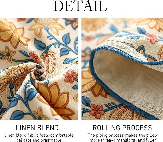 ISAENNE Designer Bohemian Elegant Linen Table Runner 87 Inches Long, Floral - Image 6