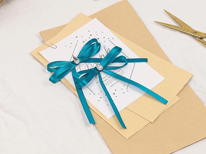 Turquoise Satin Ribbon 1/4 inch X Continuous 100 Yards, Single Face Polyester - Image 7