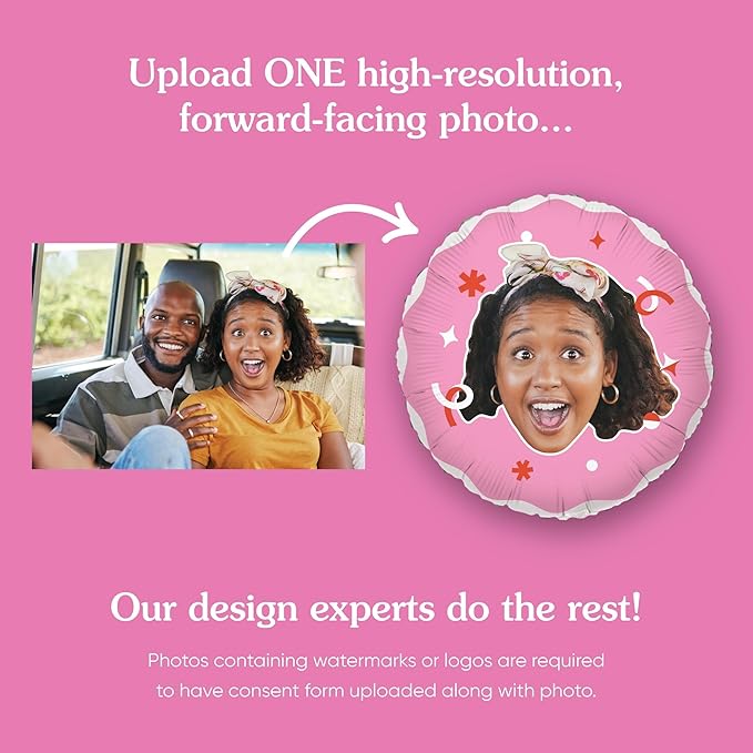 Big Dot of Happiness Personalized Fun Face Photo Pink Balloons, Custom Birthday - Image 4