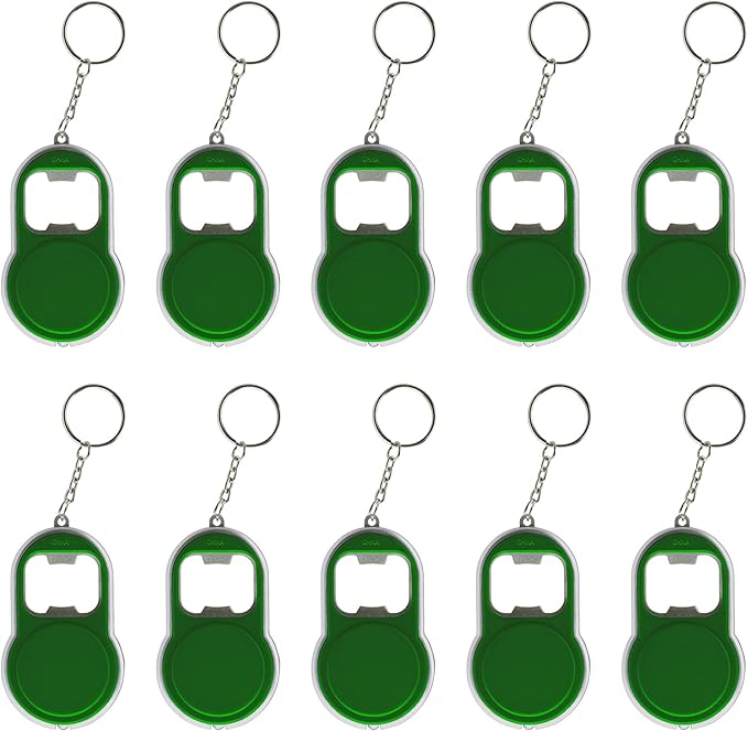 Bottle Opener & LED Keychains Set of 10, Bulk Pack by DISCOUNTPROMOS