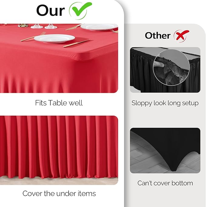 Wish Care 2 Pack Red Spandex Table Clothes - Image 3