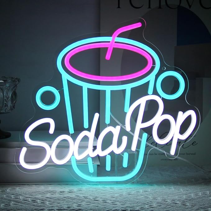 Soda Pop Neon Sign Drink Neon Lights Dimmable Beverage Cup LED Signs by Kullneon