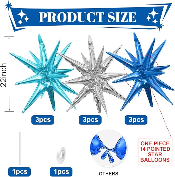 Blue Silver Star Balloons - Image 2