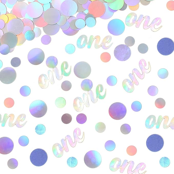 One Birthday Confetti Iridescent Baby First Birthday Decorations Circle Table - Image 5