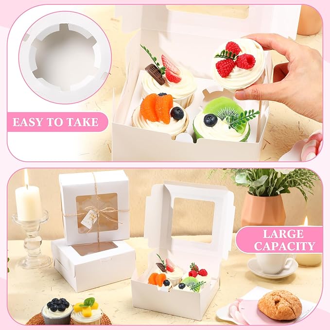 36 Pack Cupcake Boxes Hold 4 Count Disposable Cupcake Containers - Image 5