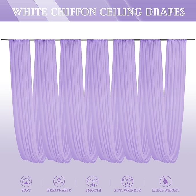 6 Panels Lavender Ceiling Drapes - Image 7