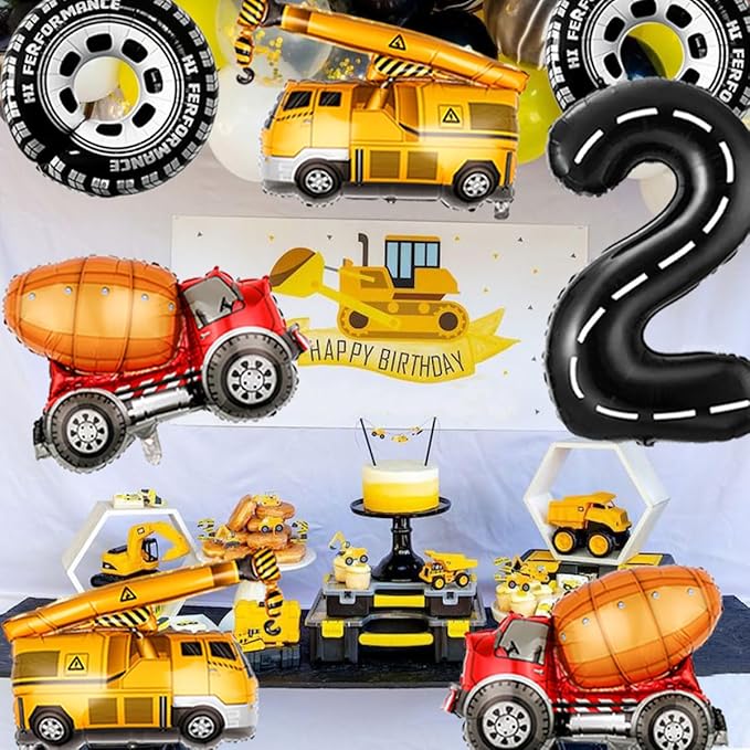 2nd Birthday Decorations for Boys Construction Balloons 40inch Number 2 - Image 5