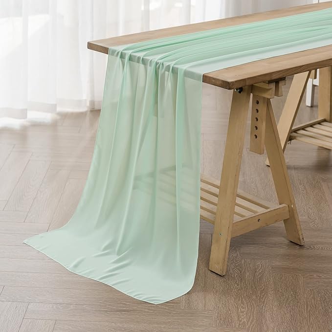 6Pack 9ft Chiffon Table Runner 14x108 Inch Sheer Romantic Table Runner by flohar