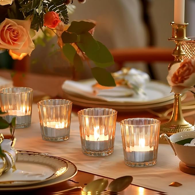 ComSaf Votive Candle Holders, Ribbed Tealight Candle Holder - Image 5