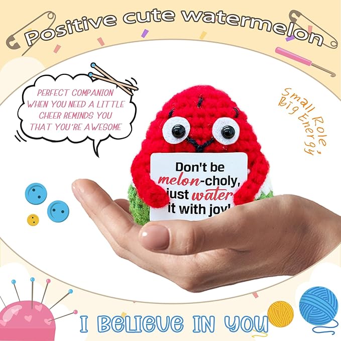 Emotional Support Crochet Watermelon, Lovely Gift - Image 3