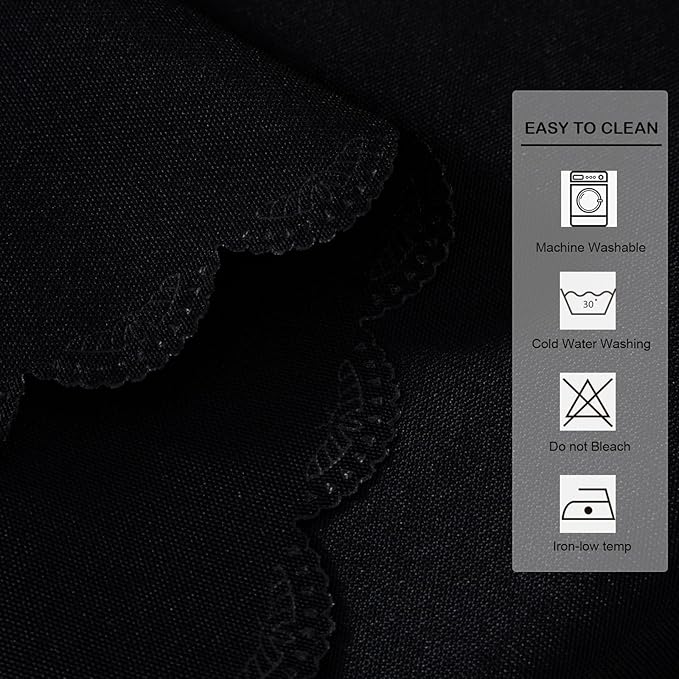 Round Black Tablecloth 48 Inch Polyester Fabric Washable Table Cloth Decorative - Image 6