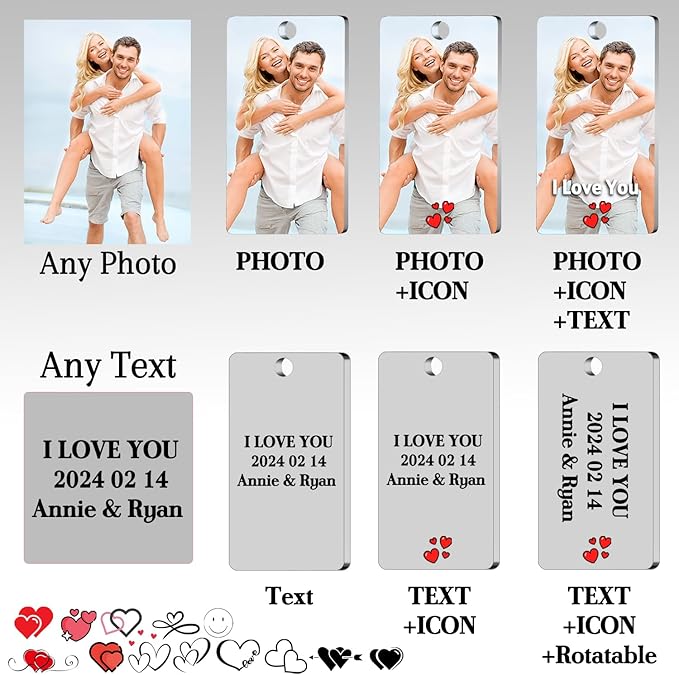 Custom Keychain with picture Double-sided Personalized Your Photo/Text/Icon - Image 3