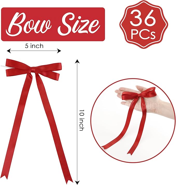AIMUDI Red Bow 5 × 10" Satin Bow - Image 2
