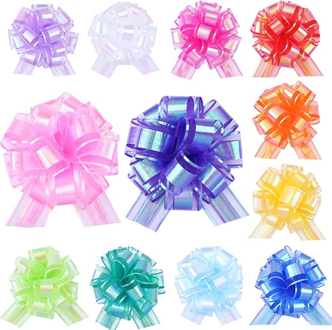12 Pieces Laser Pull Bows 6 Inch Gift Wrapping Pull Bows by FORBINBO