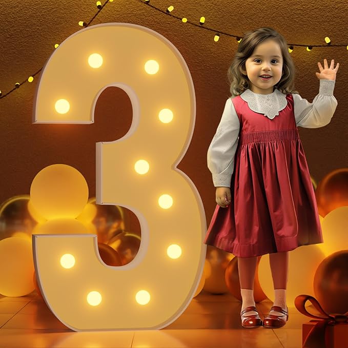 Marquee Numbers 4 Feet Tall Large Light Up Numbers 3th 13th 30th Three by Letsmakeitimpressive