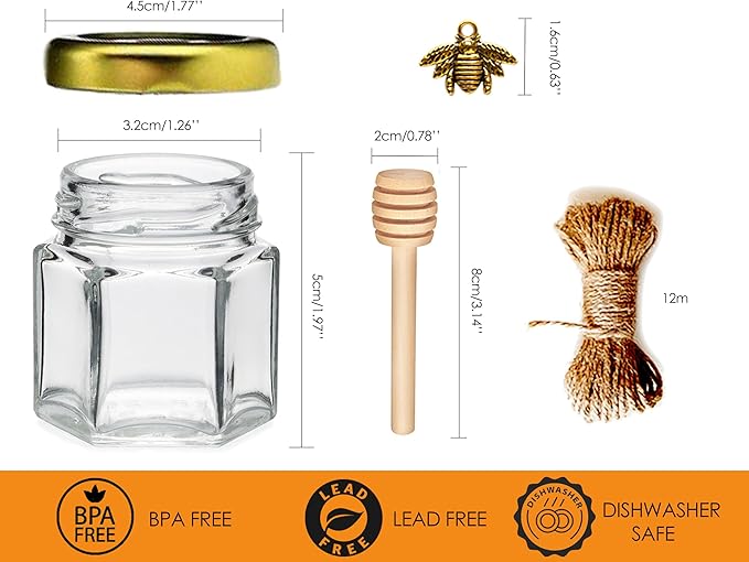 Adabocute Honey Pot, Mini Honey Jars - Image 2