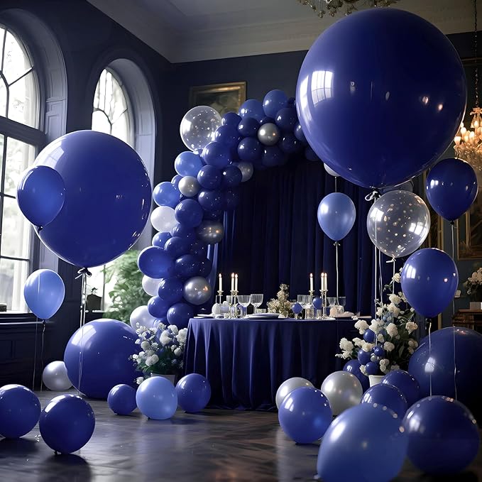KAWKALSH Dark Blue Balloons 9pcs 36 Inch Extra Large Big Jumbo Giant Matte Navy - Image 4
