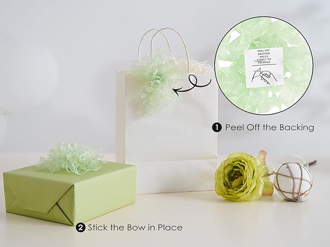 HUIHUANG Curly Bows for Gift Wrapping Sage Green Gift Bows 5 inch x 8 Counts - Image 3