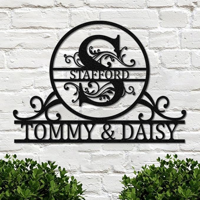 Personalized Metal Name Sign – Custom Last Name & Monogram Wall Décor by IWANTDIY