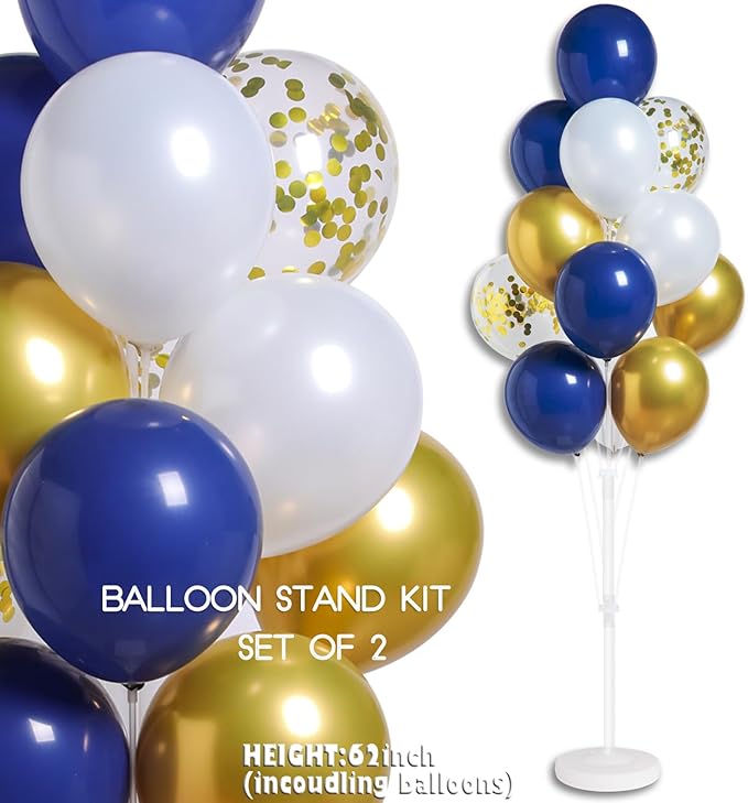 Navy Blue Gold Confetti Balloon Column Stand Kit Set of 2 Included-Balloon - Image 4