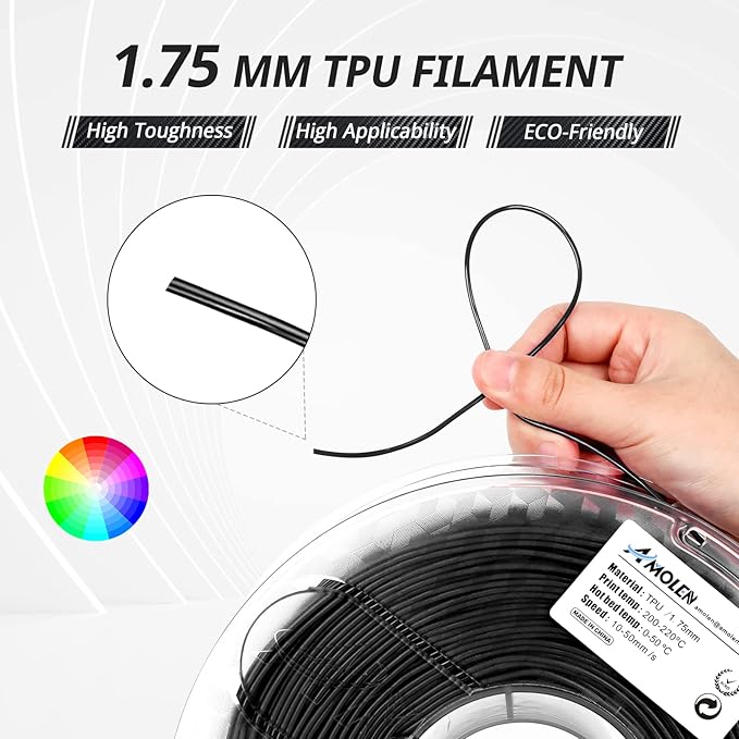 AMOLEN TPU 3D Printer Filament 1.75mm, Flexible Soft TPU 3D Printing Filament - Image 2