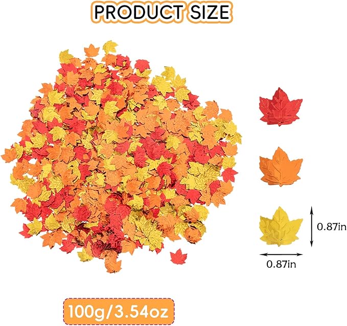 Fall Maple Leaf Confetti Decorations, Thanksgiving Metallic Foil Maple Leaves - Image 2