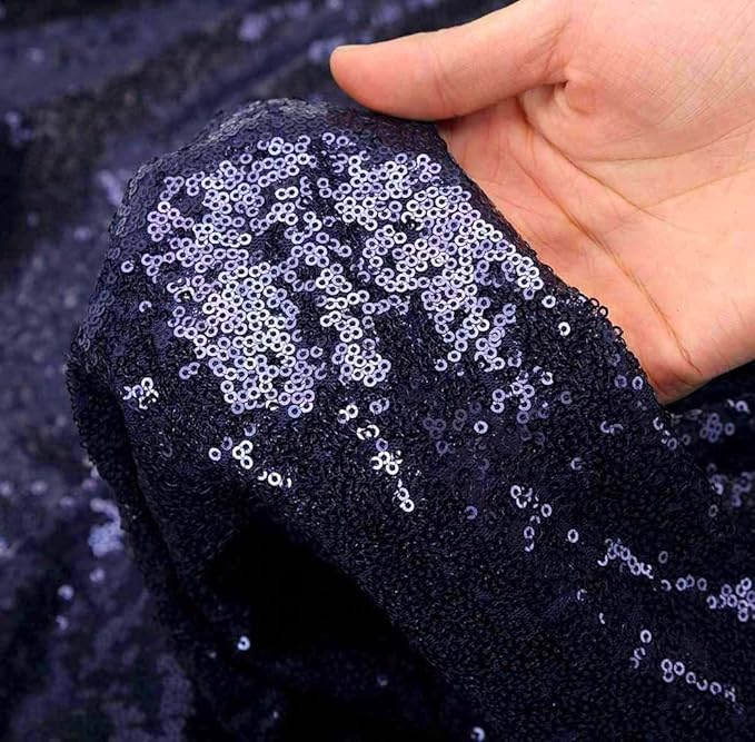 Navy Blue Sequin Backdrop Curtains 4FTx8FT 2 Panels Navy Backdrop Curtain - Image 7