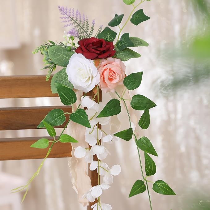 Wedding Aisle Decorations Set of 10 Chair Back Flowers Floral Pew Wedding - Image 6