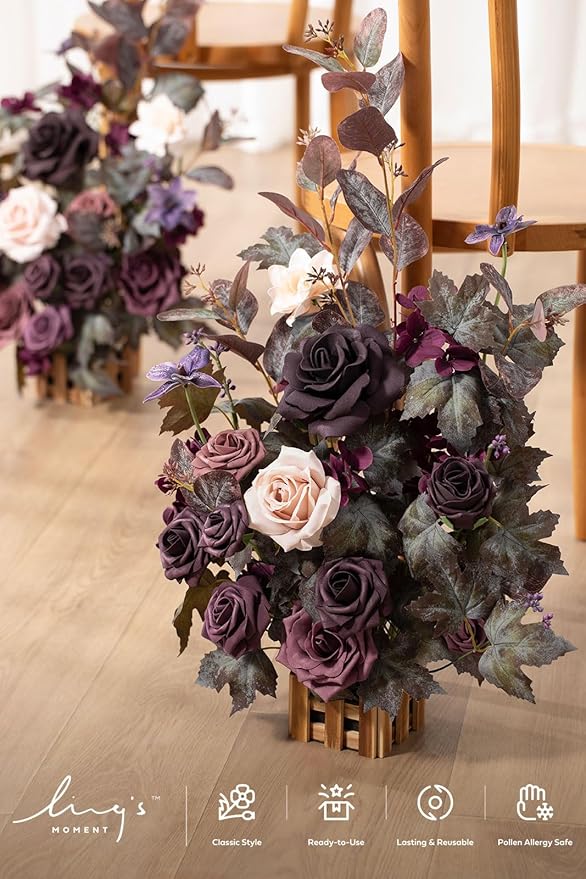 Ling's moment 17.5" Tall Standing Artificial Flowers Arrangements 4 pcs Fall - Image 4
