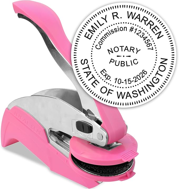 MaxMark Notary Seal Round Pink Embosser by Maxmark