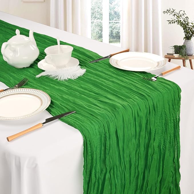 6 Pack Green Cheesecloth Christmas Table Runner 10ft Boho Gauze Fabric Cheese - Image 3