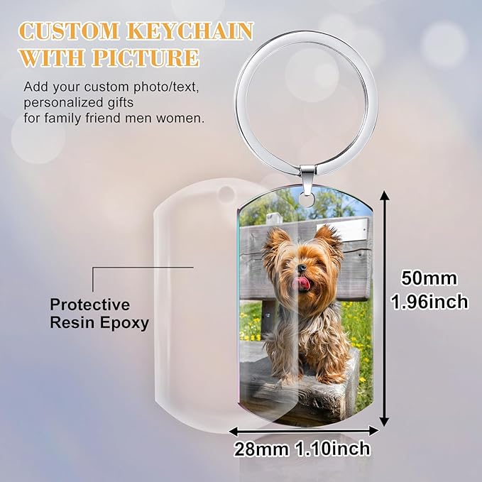 Funnylife Personalized Dog Memorial Photo Keychain Stainless Steel Custom Pet - Image 4