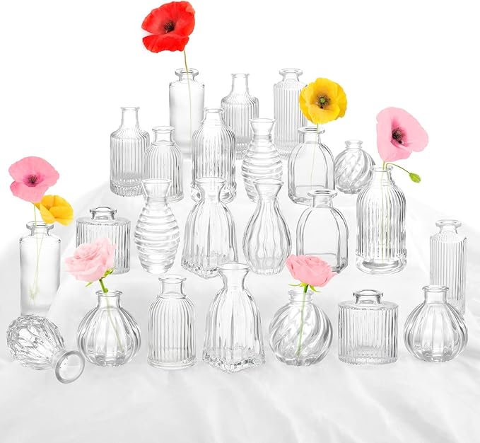 Bud Vases in Bulk 24, Small Glass Vase by PHUNTTEK