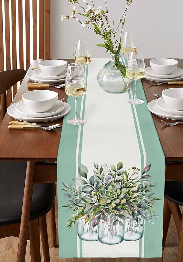 Eucalyptus Cotton Linen Table Runner - Image 2