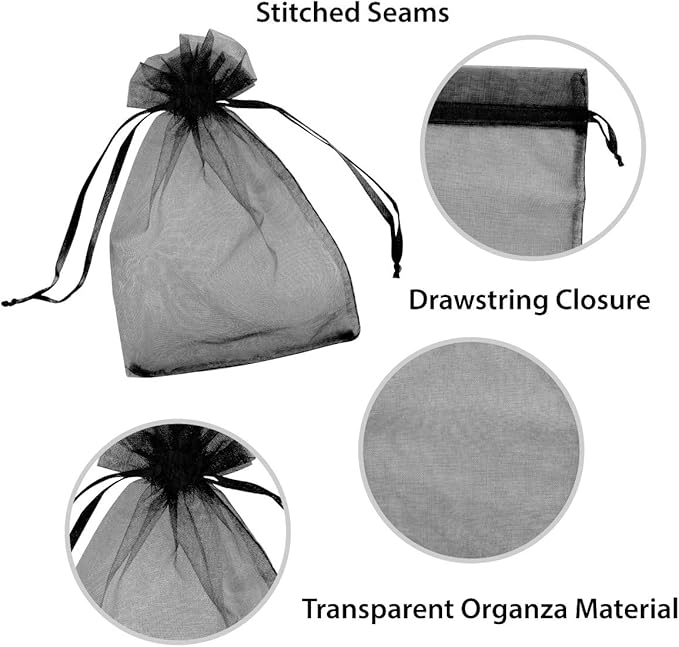 Super Z Outlet 100 Pack 4x6 Inch Mini Sheer Drawstring Organza Transparent Bags - Image 3