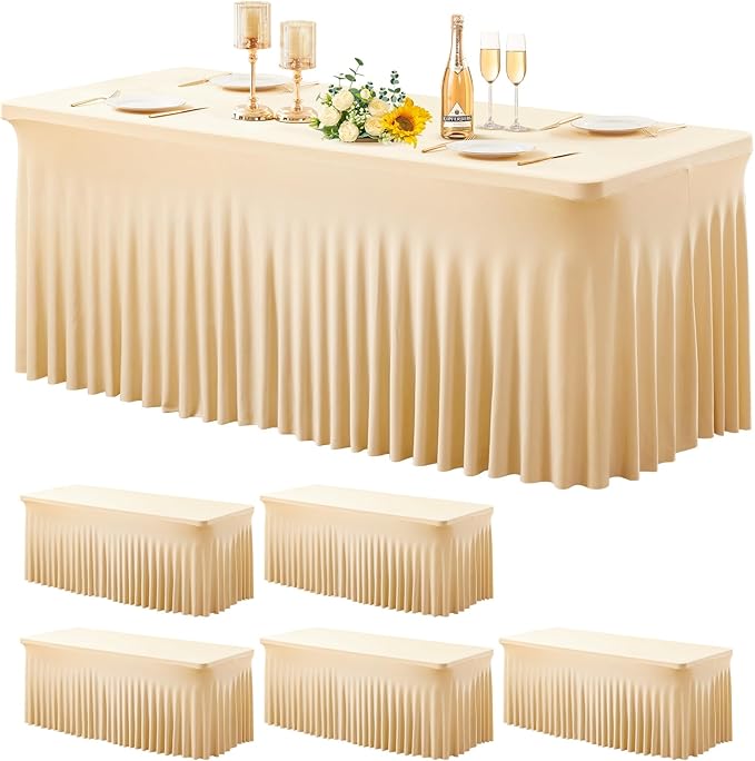 Wish Care 6 Pack Champagne Spandex Table Clothes by WishCare