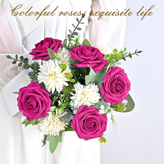 BLEUM CADE 16Pcs Artificial Flowers Fake Roses - Image 7