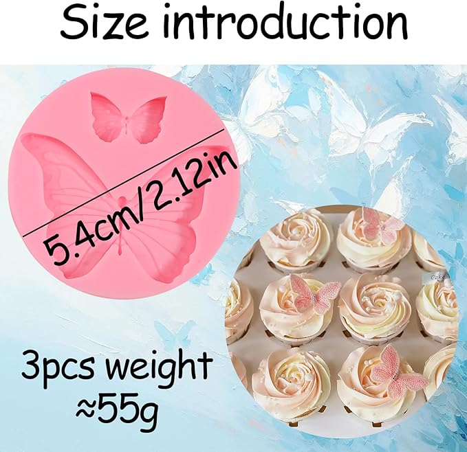 3 Pcs Butterfly Cake Decoration Fondant Molds, Exquisite Butterfly Chocolate - Image 6