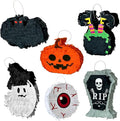 6 Pcs Halloween Piñata Set Small Pumpkin Ghost Tombstone Bat Eyeball Witch Jar by Unknown