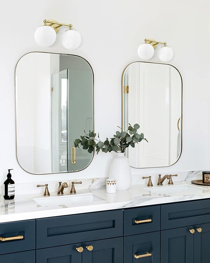 Gold Bathroom Light Fixtures, 2-Light Vanity Lights Over Mirror Wall Sconce - Image 4