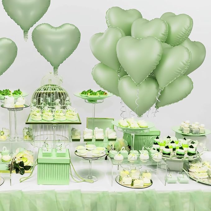 Sage Green Heart Balloon, 18inch Olive Green Heart Shape Balloons - Image 9